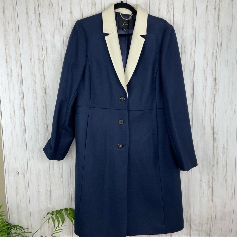 J Crew Topcoat Contrast Label Double Serge Wool - Picture 5 of 12